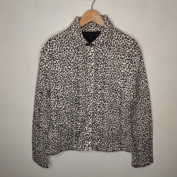 UBU Reversible Crinkle Zip Up Jacket Leopard Black - Picture 2 of 14